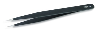Пинцет острый, прямые ручки (черный) ИГЛА SP012