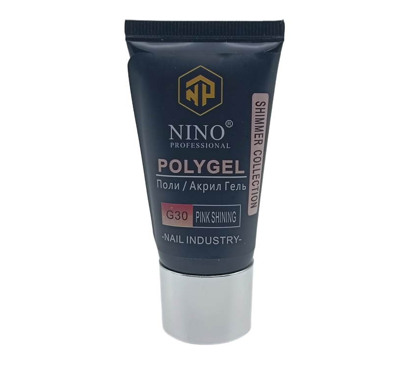 Полигель / Акригель NINO professional G30 для наращивания ногтей с шиммером